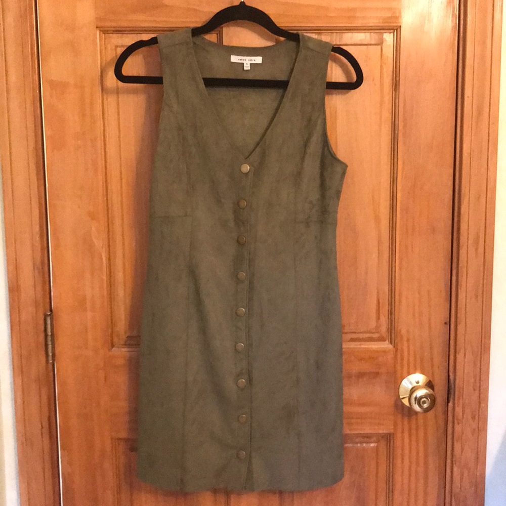 Naked Zebra Size Small Honey Button Suede Dress